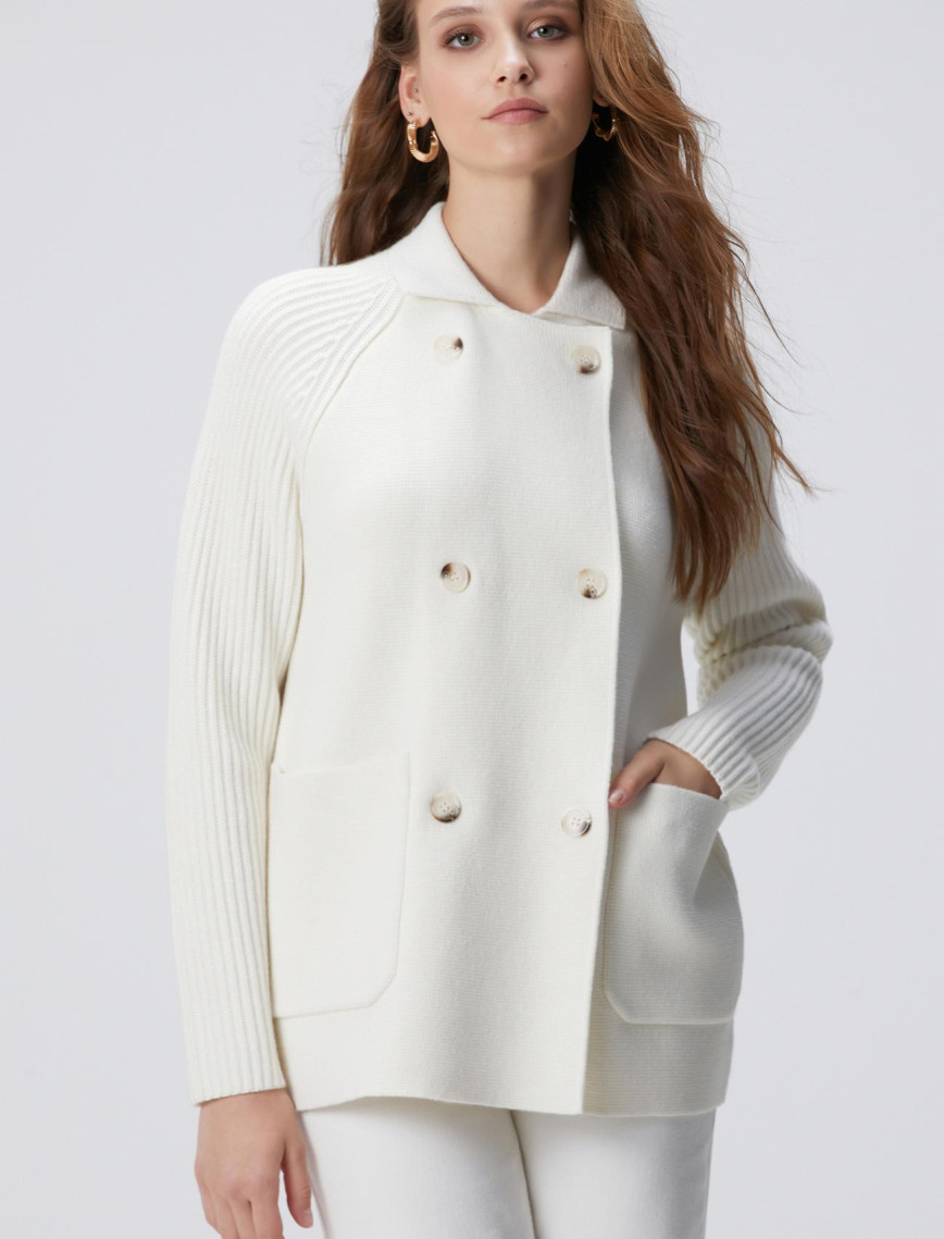 Network Kadın Kırık Beyaz Yün Karışımlı Triko Ceket Network Kadın Kırık Beyaz Yün Karışımlı Triko Ceket