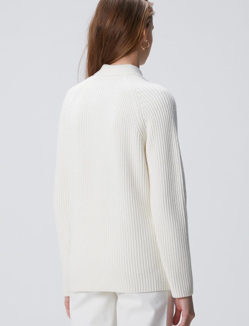 Network Kadın Kırık Beyaz Yün Karışımlı Triko Ceket Network Kadın Kırık Beyaz Yün Karışımlı Triko Ceket