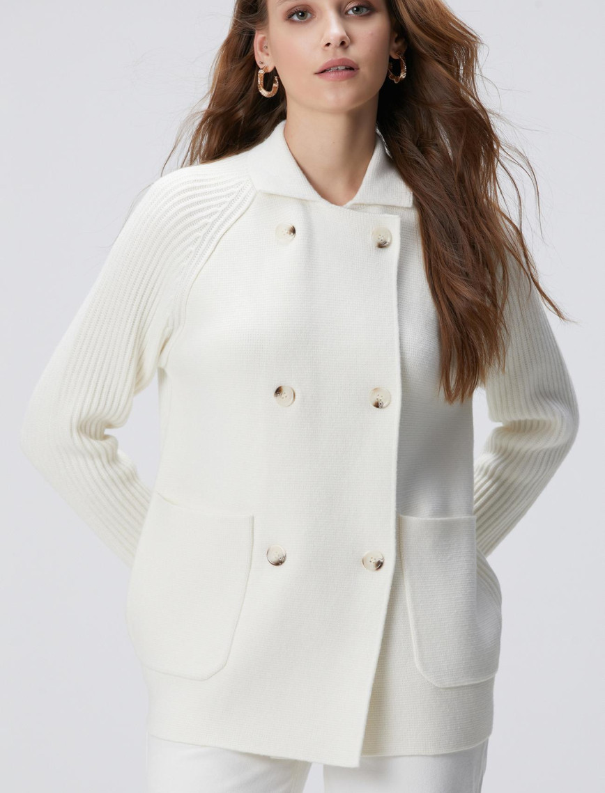 Network Kadın Kırık Beyaz Yün Karışımlı Triko Ceket Network Kadın Kırık Beyaz Yün Karışımlı Triko Ceket