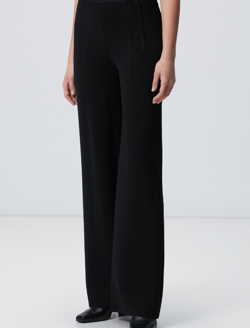 Network Kadın Siyah Bol Form Basic Triko Pantolon