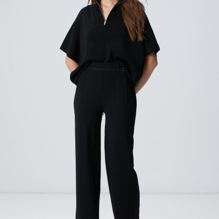 Network Kadın Siyah Bol Form Basic Triko Pantolon Network Kadın Siyah Bol Form Basic Triko Pantolon