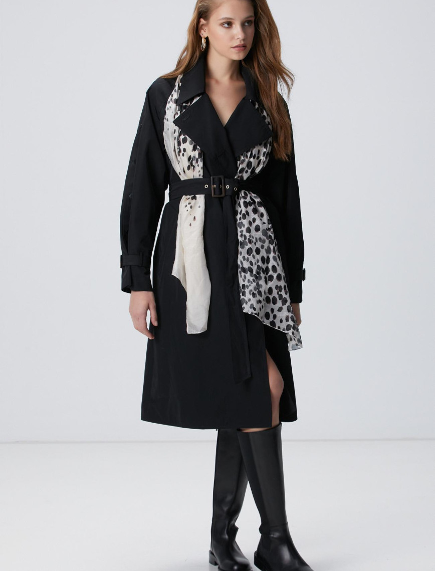 Network Kadın Siyah Trench Coat Network Kadın Siyah Trench Coat