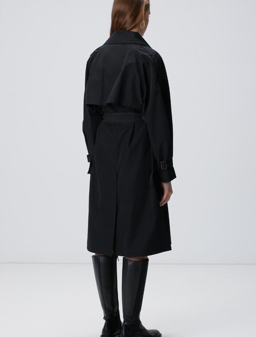 Network Kadın Siyah Trench Coat Network Kadın Siyah Trench Coat