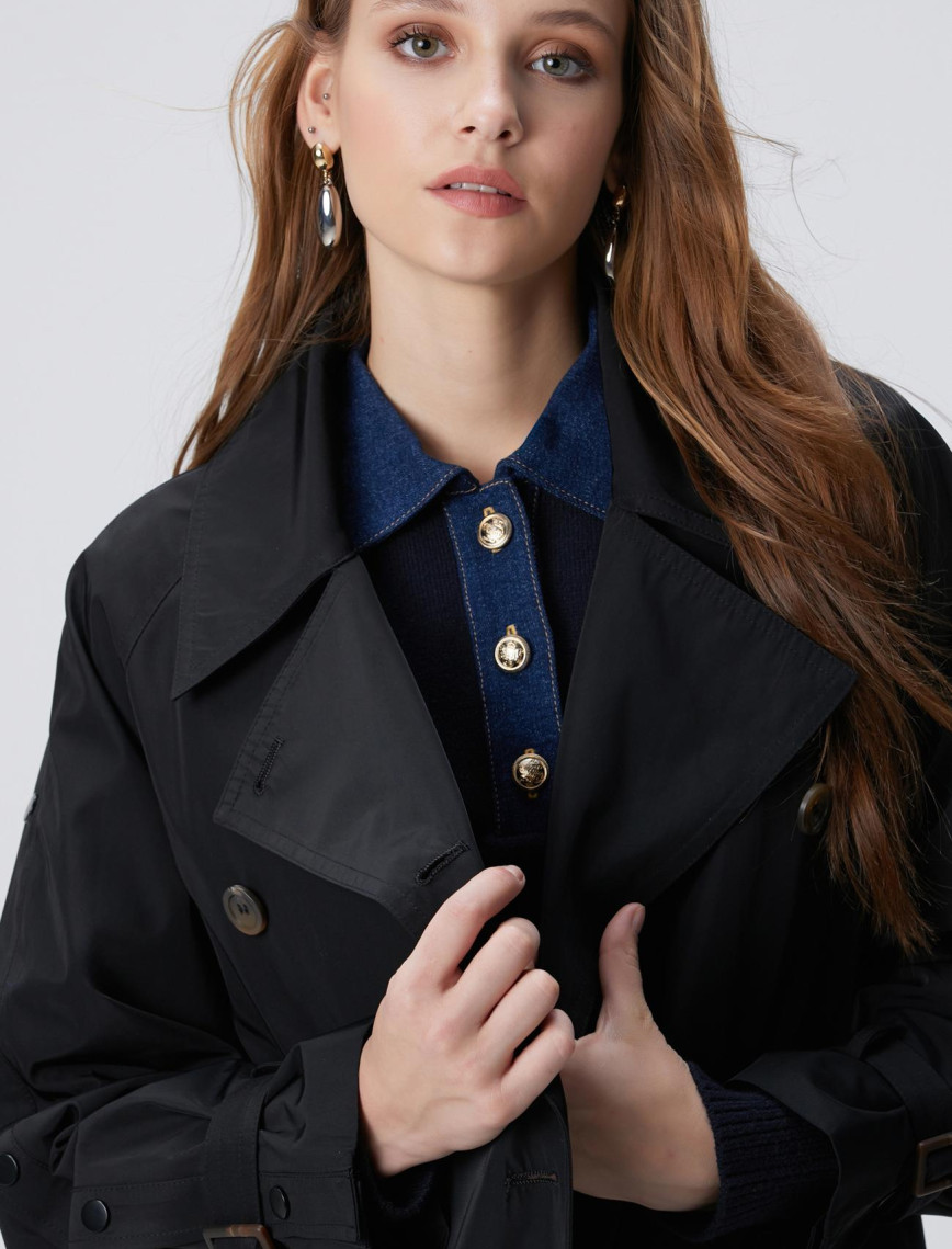 Network Kadın Siyah Trench Coat Network Kadın Siyah Trench Coat