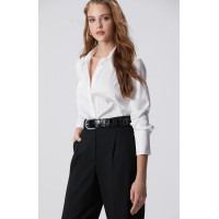 Network Kadın Kırık Beyaz Geniş Manşetli Saten Gömlek Network Kadın Kırık Beyaz Geniş Manşetli Saten Gömlek