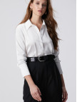 Network Kadın Kırık Beyaz Geniş Manşetli Saten Gömlek Network Kadın Kırık Beyaz Geniş Manşetli Saten Gömlek
