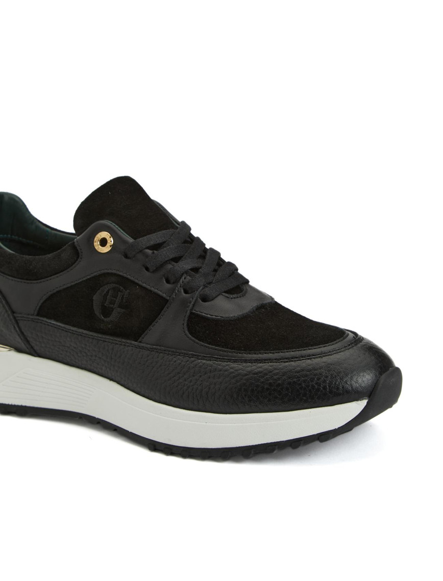 George Hogg Kadın Siyah Nakış Detaylı Deri Sneaker George Hogg Kadın Siyah Nakış Detaylı Deri Sneaker