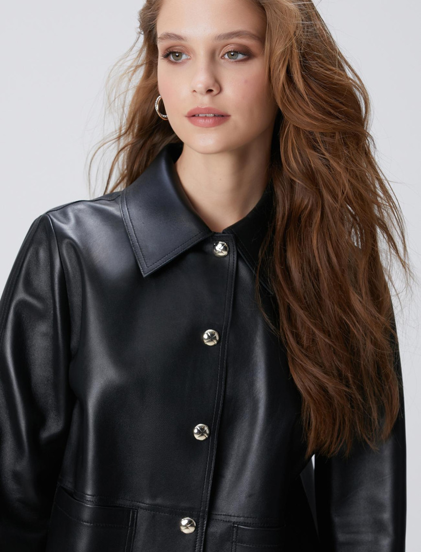 Network Kadın Siyah Çıtçıt Kapama Deri Mont Network Kadın Siyah Çıtçıt Kapama Deri Mont