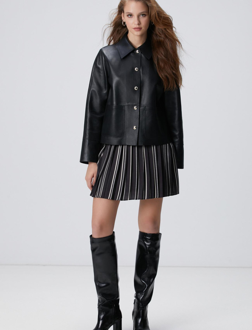 Network Kadın Siyah Çıtçıt Kapama Deri Mont Network Kadın Siyah Çıtçıt Kapama Deri Mont