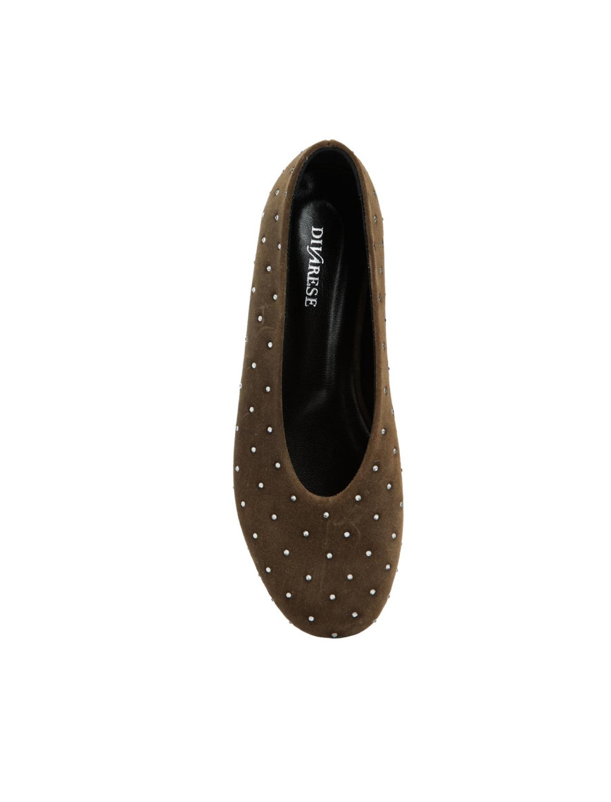 Divarese Kadın Vizon Taş Detaylı Süet Babet Divarese Kadın Vizon Taş Detaylı Süet Babet