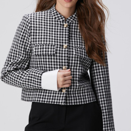Network Kadın Siyah Beyaz Kazayağı Desenli Ceket Network Kadın Siyah Beyaz Kazayağı Desenli Ceket