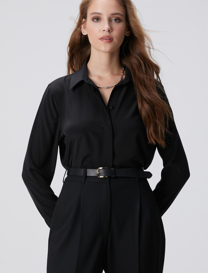 Network Kadın Limited Siyah İpek Gömlek