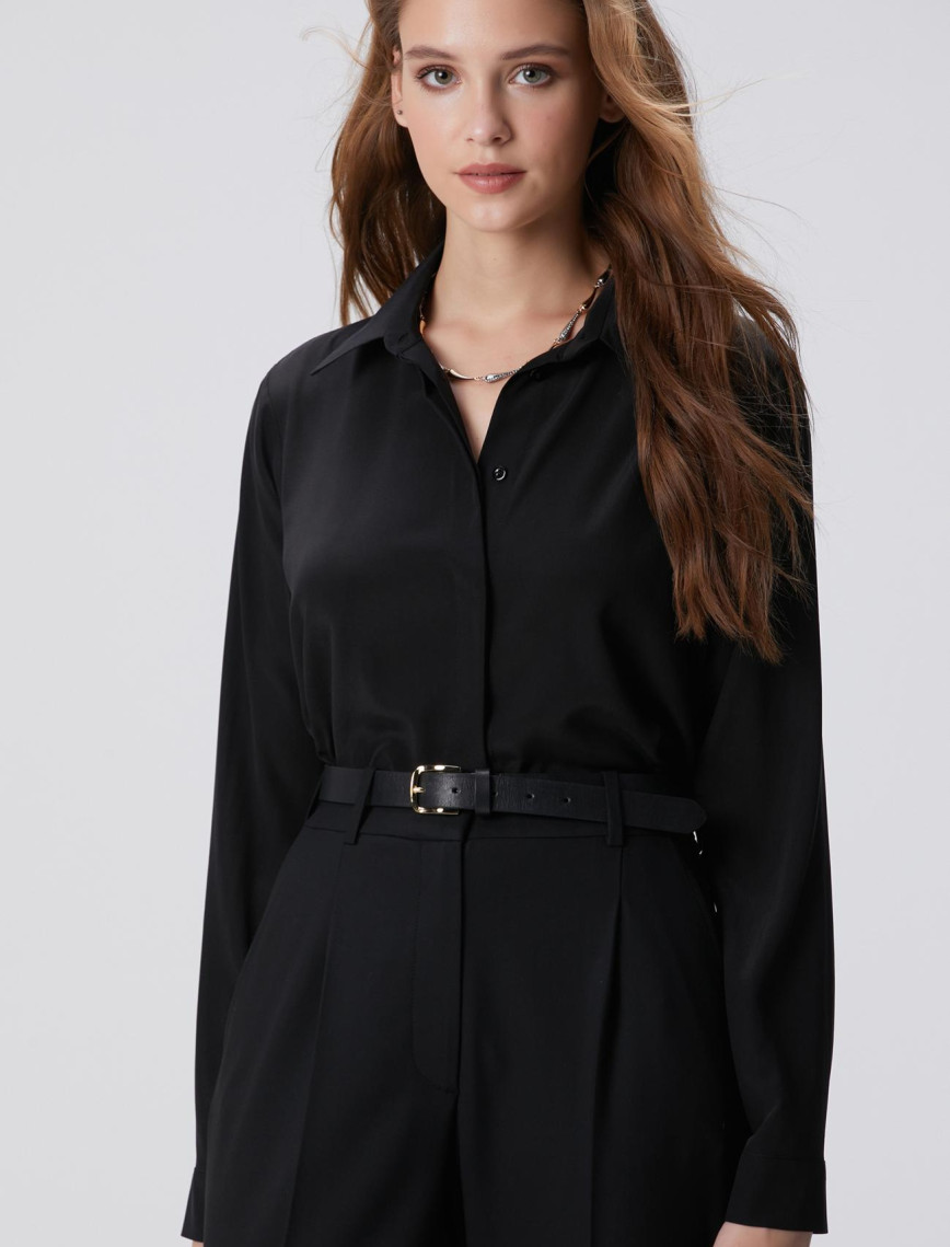 Network Kadın Limited Siyah İpek Gömlek
