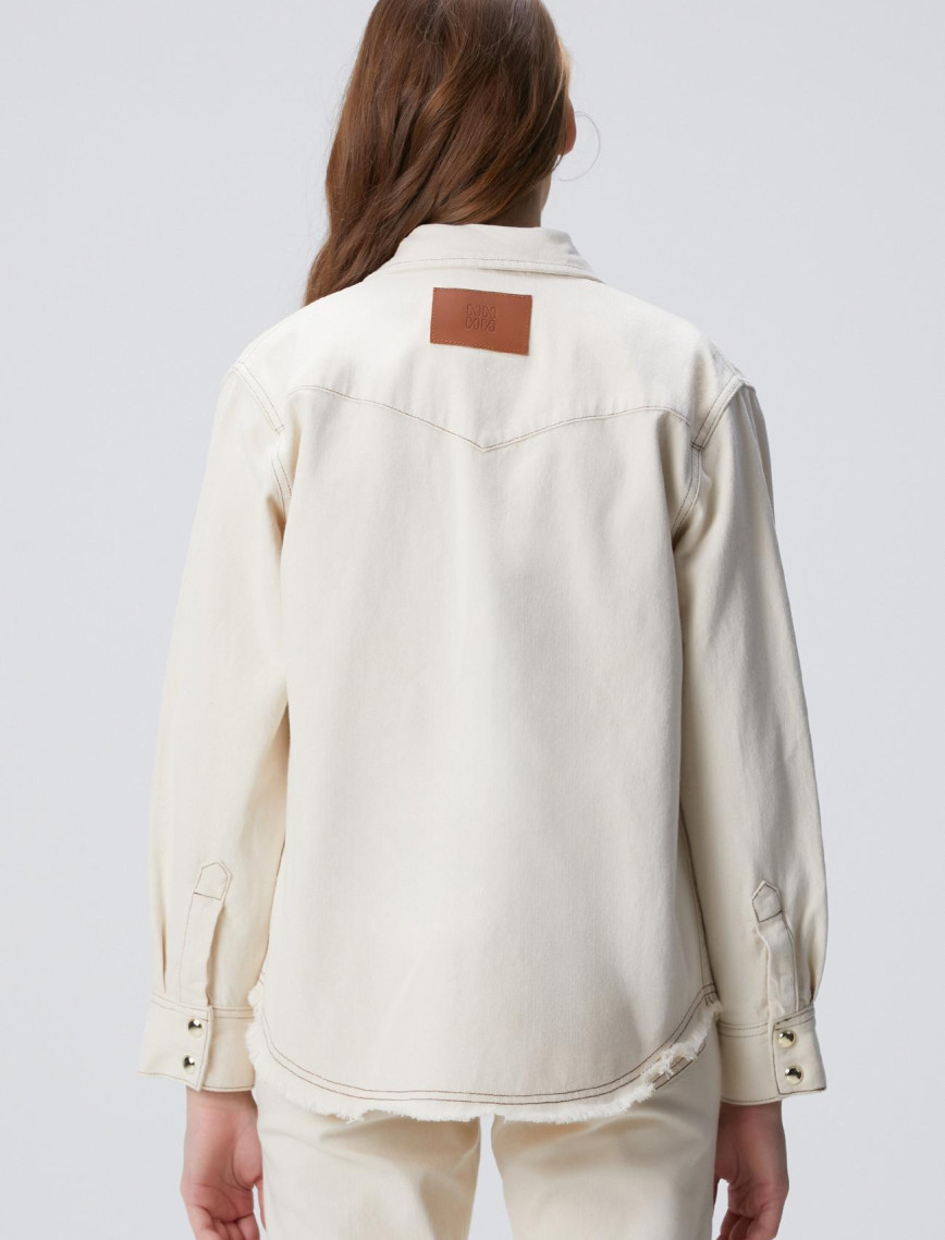 Network Kadın Naturel Aksesuarlı Denim Gömlek Network Kadın Naturel Aksesuarlı Denim Gömlek