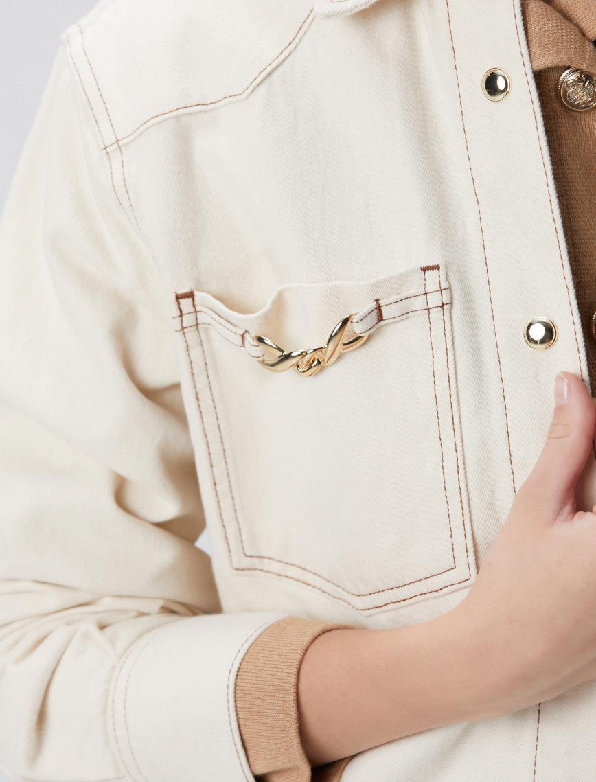 Network Kadın Naturel Aksesuarlı Denim Gömlek Network Kadın Naturel Aksesuarlı Denim Gömlek