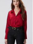 Network Kadın Kırmızı Geniş Manşetli Saten Gömlek Network Kadın Kırmızı Geniş Manşetli Saten Gömlek