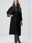 Network Kadın Siyah Kruvaze Trench Coat