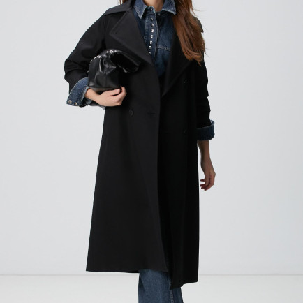 Network Kadın Siyah Kruvaze Trench Coat Network Kadın Siyah Kruvaze Trench Coat