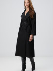 Network Kadın Siyah Kruvaze Trench Coat