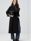 Network Kadın Siyah Kruvaze Trench Coat