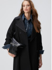 Network Kadın Siyah Kruvaze Trench Coat