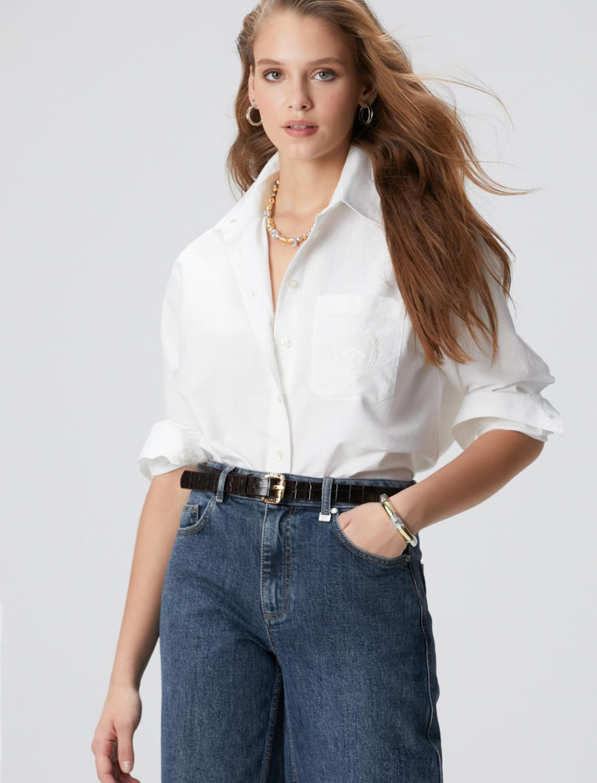 Network Kadın Beyaz Oxford Gömlek Network Kadın Beyaz Oxford Gömlek