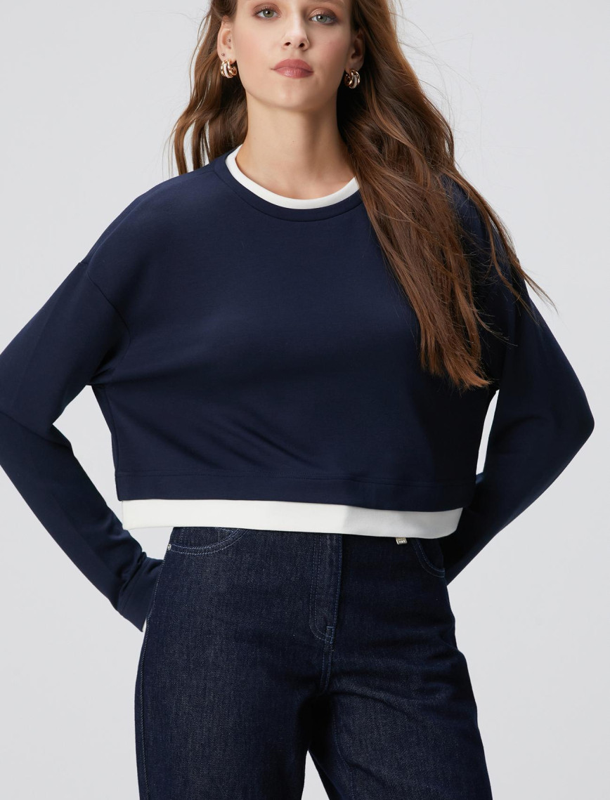 Network Kadın Lacivert Çift Renkli T-shirt Network Kadın Lacivert Çift Renkli T-shirt