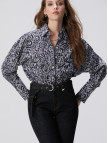 Network Kadın Lacivert Beyaz Desenli Gömlek Network Kadın Lacivert Beyaz Desenli Gömlek