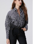 Network Kadın Lacivert Beyaz Desenli Gömlek Network Kadın Lacivert Beyaz Desenli Gömlek