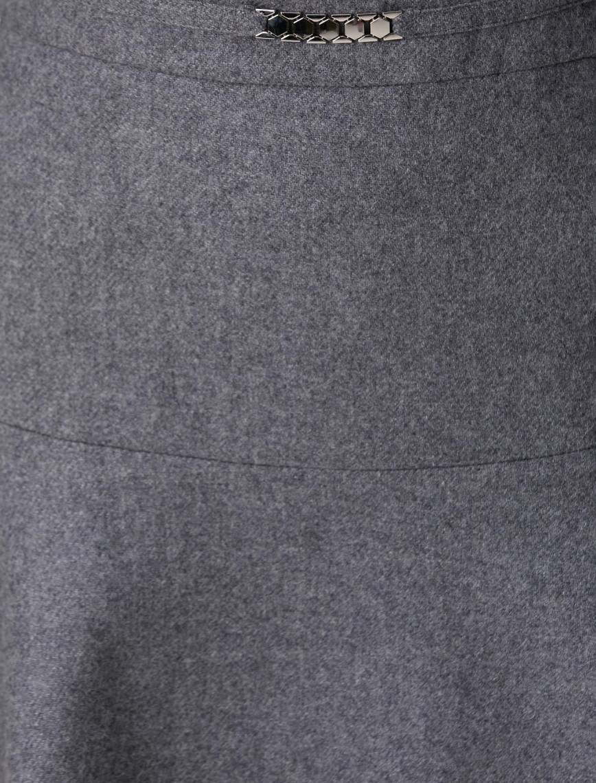 Network Kadın Gri Melanj Yün Karışımlı Mini Etek