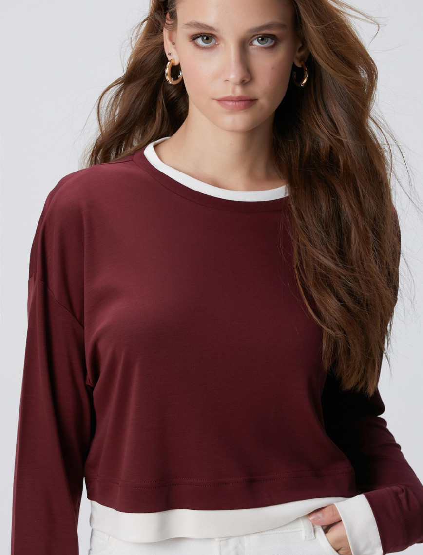 Network Kadın Bordo Çift Renkli T-shirt Network Kadın Bordo Çift Renkli T-shirt