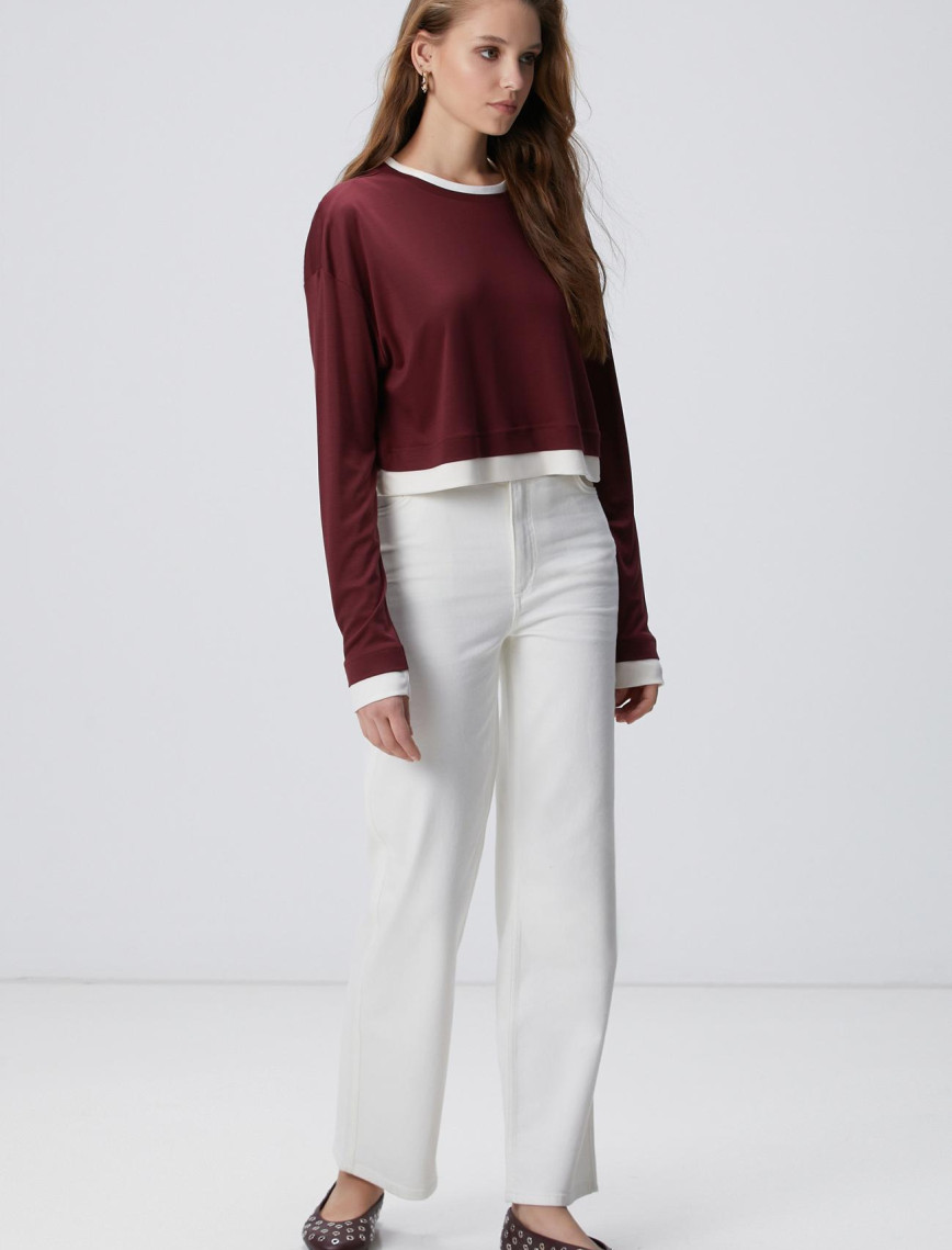 Network Kadın Bordo Çift Renkli T-shirt Network Kadın Bordo Çift Renkli T-shirt