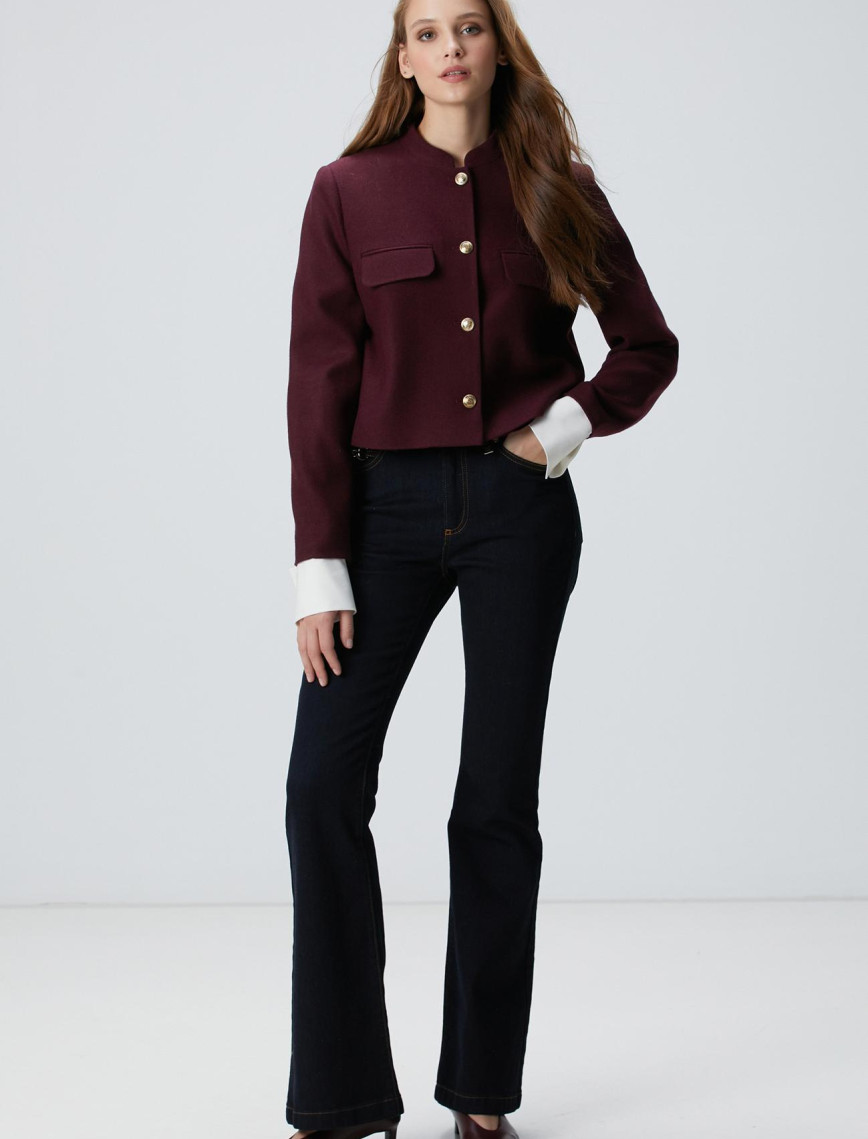 Network Kadın Vişne Yün Karışımlı Ceket Network Kadın Vişne Yün Karışımlı Ceket