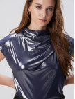 Network Kadın Lacivert Parlak Örme Bluz Network Kadın Lacivert Parlak Örme Bluz