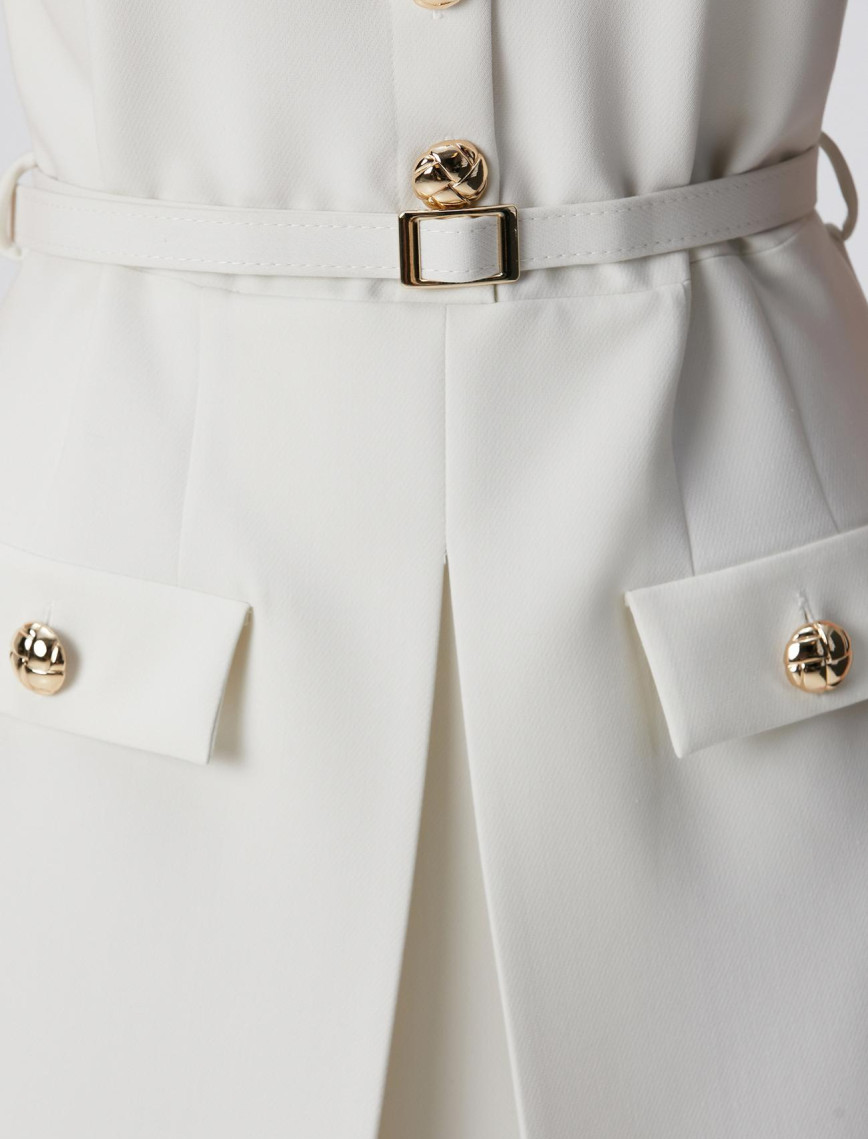 Network Kadın Kırık Beyaz Kemerli Mini Elbise