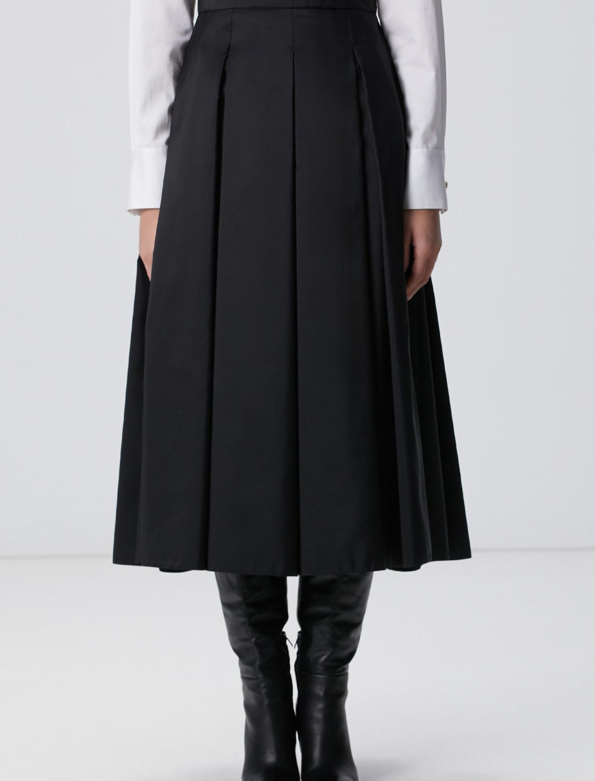 Network Kadın Siyah Midi Pileli Saten Etek Network Kadın Siyah Midi Pileli Saten Etek