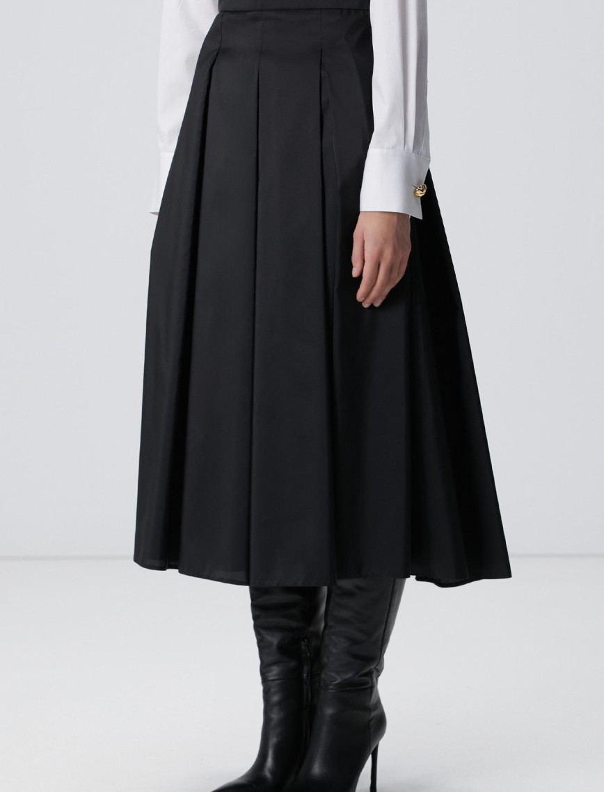 Network Kadın Siyah Midi Pileli Saten Etek Network Kadın Siyah Midi Pileli Saten Etek