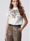 Network Kadın Kırık Beyaz Payetli T-shirt Network Kadın Kırık Beyaz Payetli T-shirt