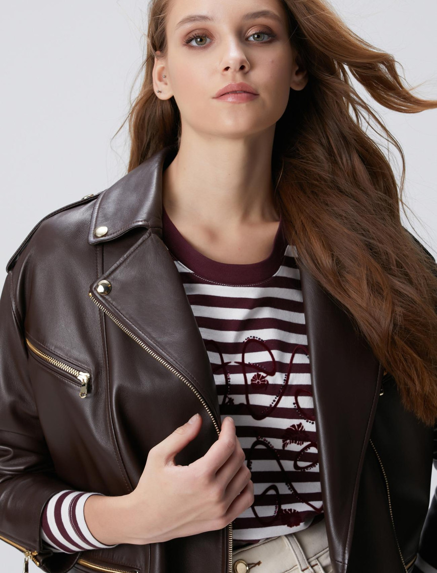 Network Kadın Acı Kahve Biker Deri Mont Network Kadın Acı Kahve Biker Deri Mont