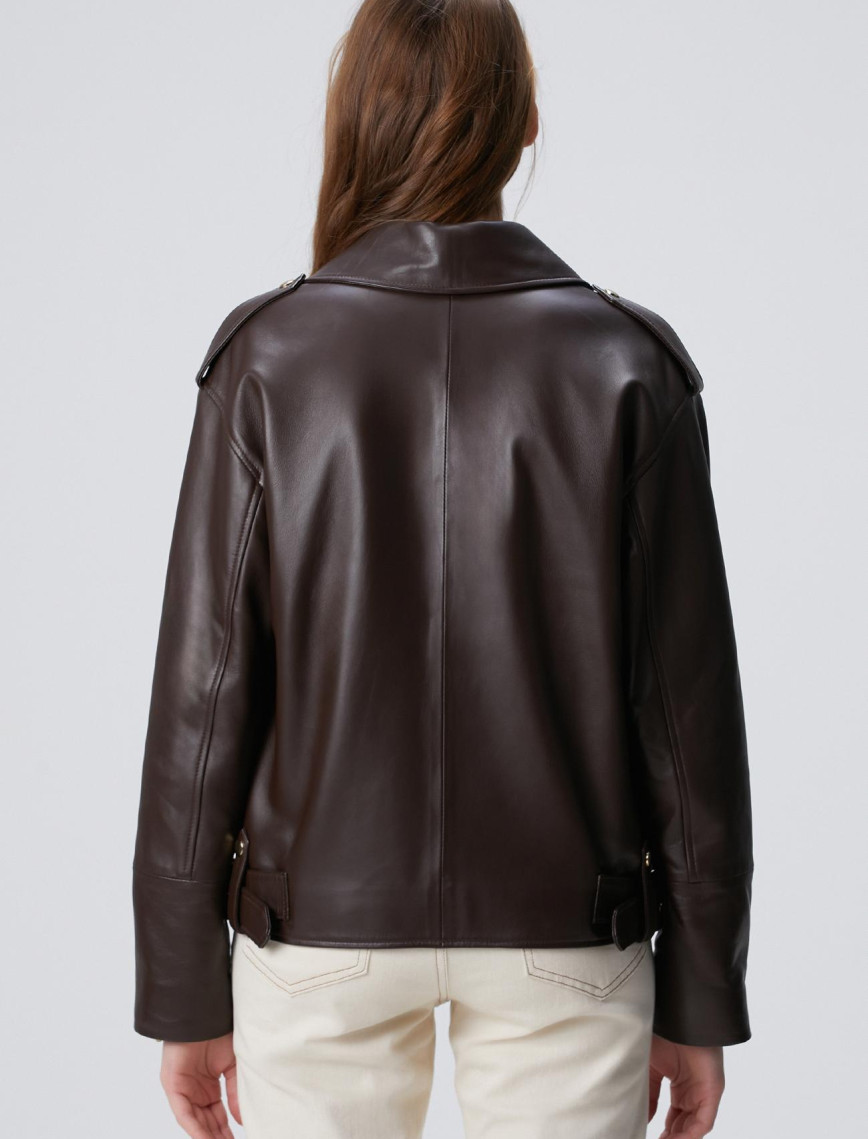 Network Kadın Acı Kahve Biker Deri Mont Network Kadın Acı Kahve Biker Deri Mont