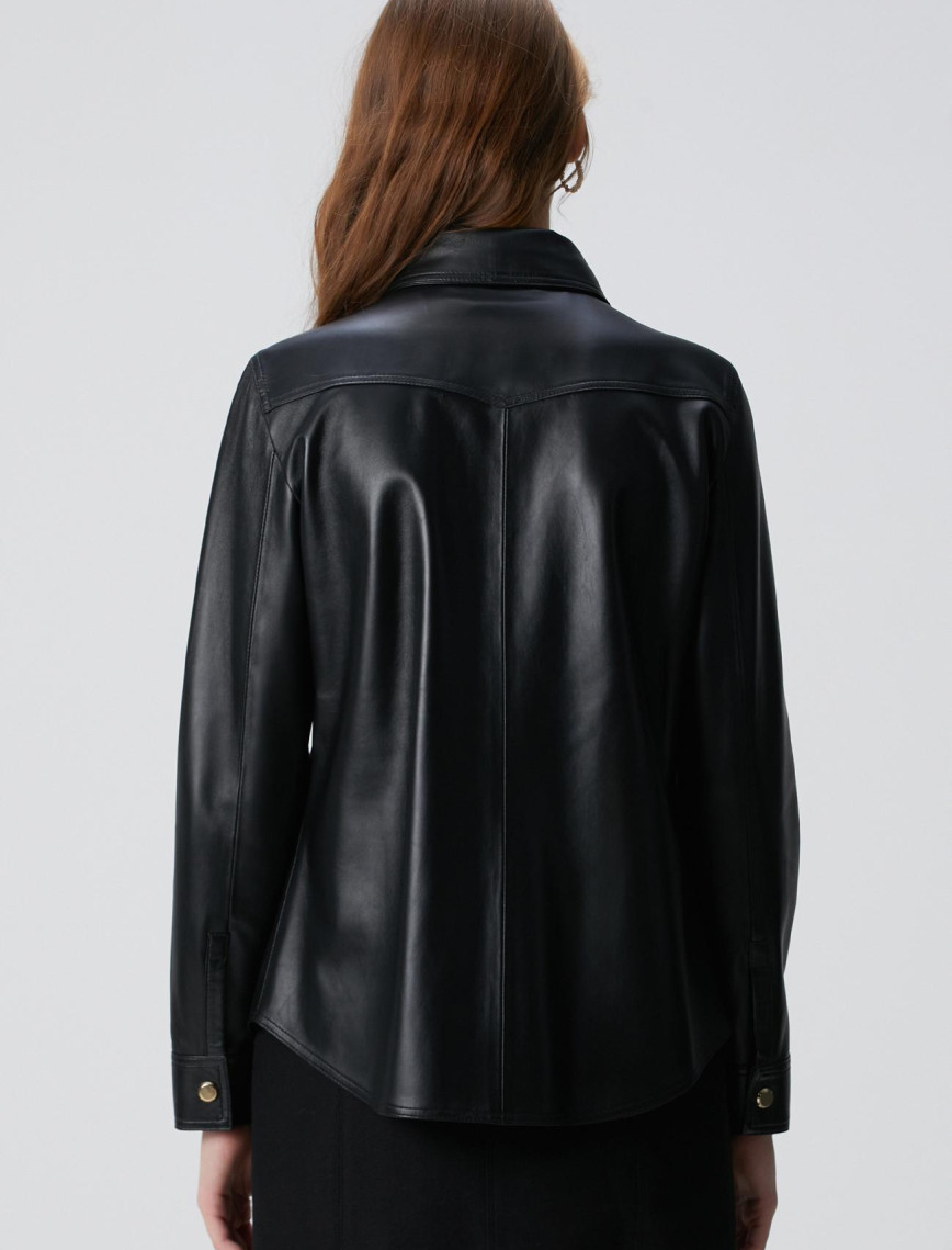 Network Kadın Siyah Deri Gömlek Network Kadın Siyah Deri Gömlek