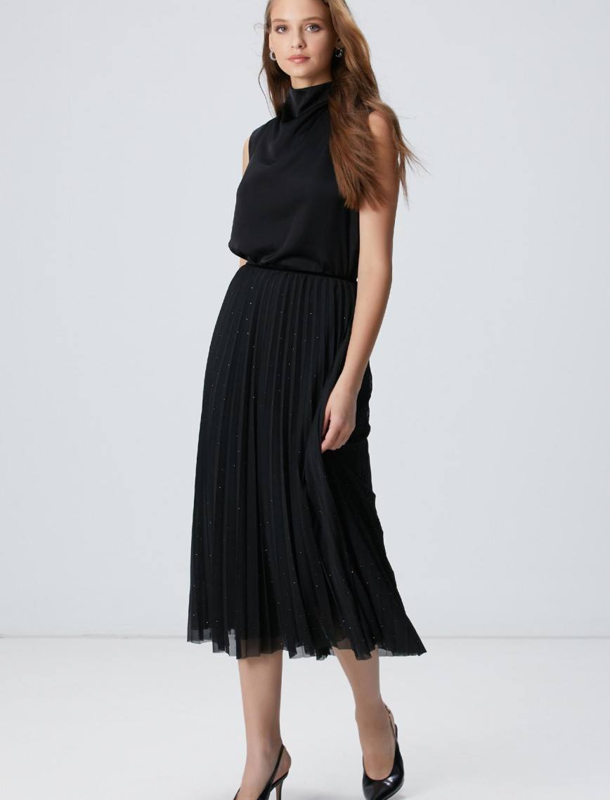 Network Kadın Siyah Payetli Tül Midi Etek Network Kadın Siyah Payetli Tül Midi Etek