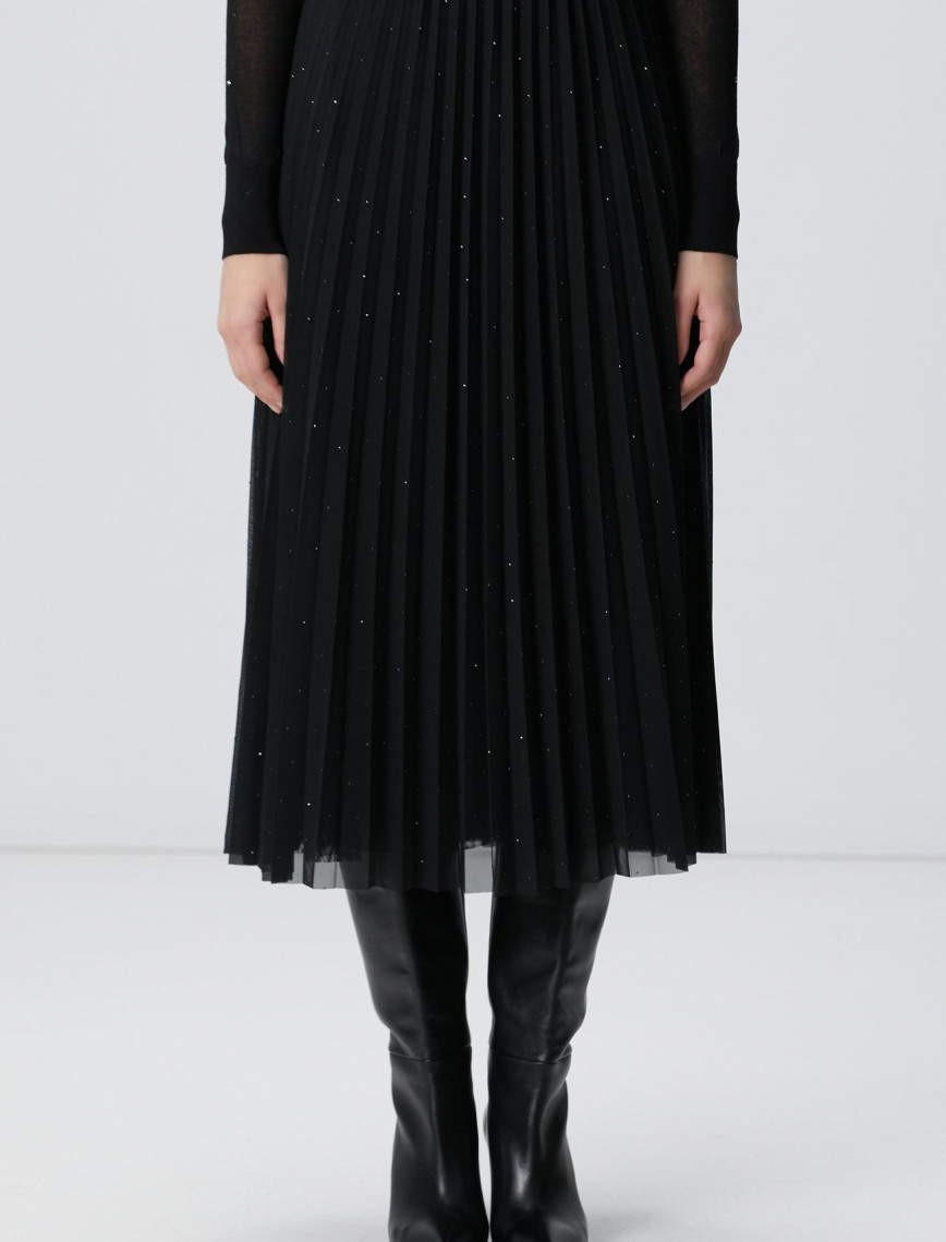 Network Kadın Siyah Payetli Tül Midi Etek Network Kadın Siyah Payetli Tül Midi Etek