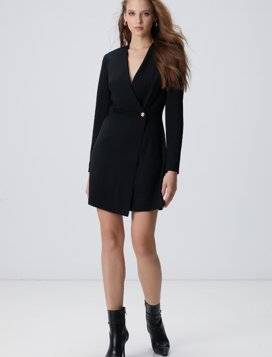 Network Kadın Siyah Aksesuarlı Mini Elbise