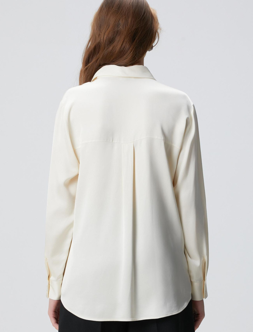 Network Kadın Kırık Beyaz Saten Gömlek Network Kadın Kırık Beyaz Saten Gömlek