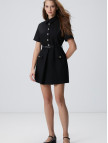 Network Kadın Siyah Kemerli Mini Elbise