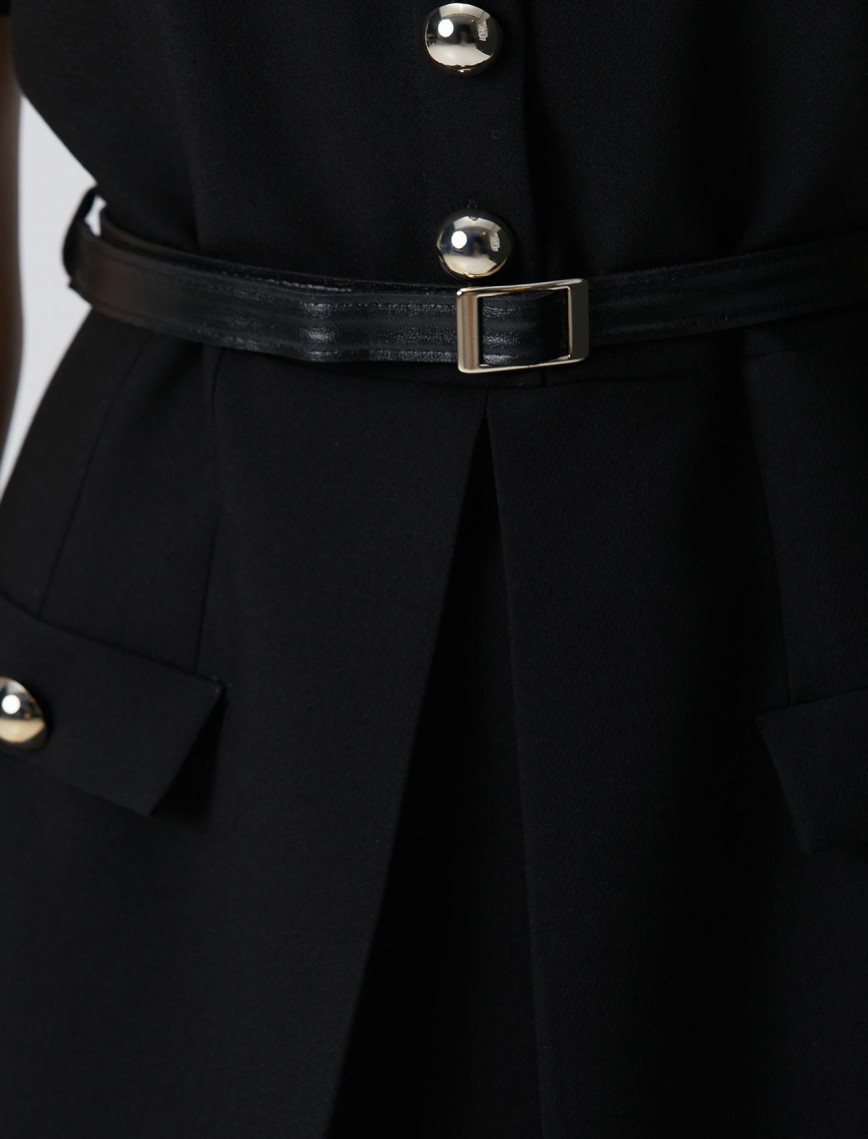 Network Kadın Siyah Kemerli Mini Elbise