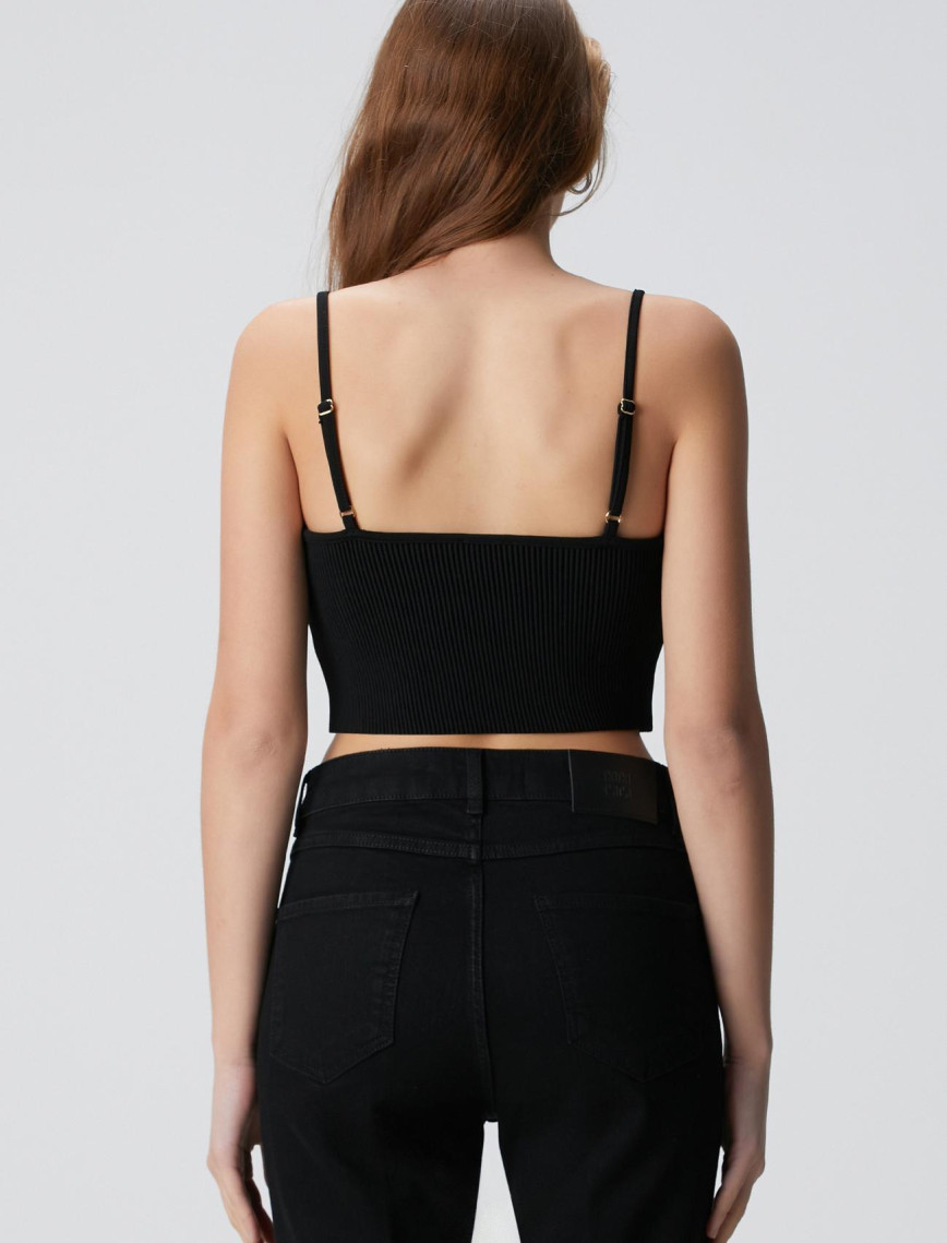 Network Kadın Siyah Aksesuarlı Triko Büstiyer Network Kadın Siyah Aksesuarlı Triko Büstiyer