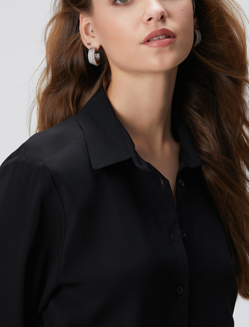 Network Kadın Siyah Vatkalı Gömlek Network Kadın Siyah Vatkalı Gömlek