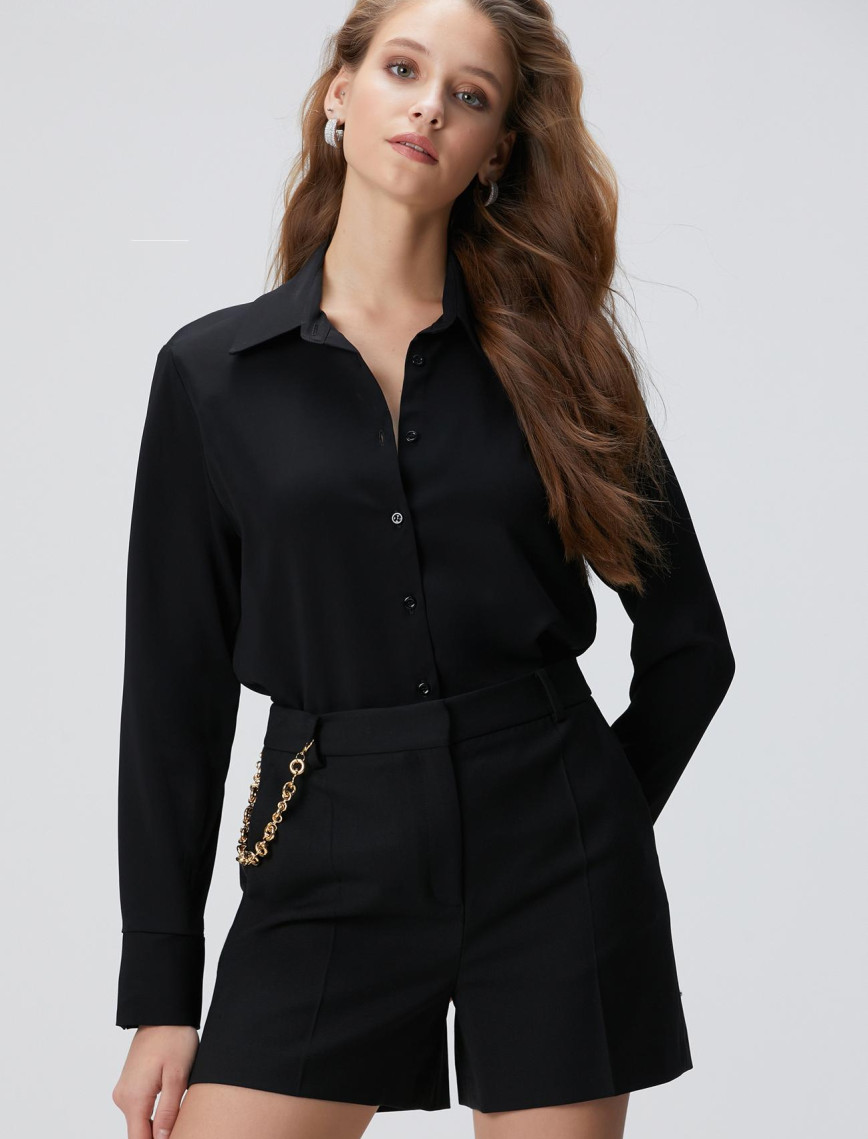 Network Kadın Siyah Vatkalı Gömlek Network Kadın Siyah Vatkalı Gömlek